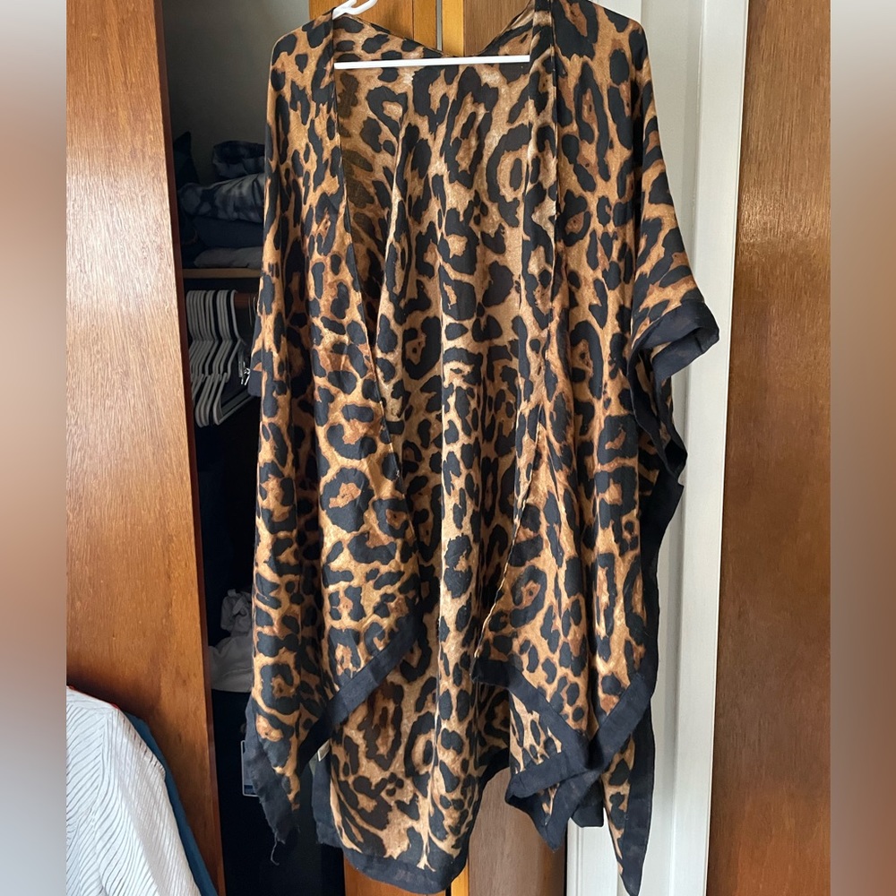 Sheer Leopard Print Shawl